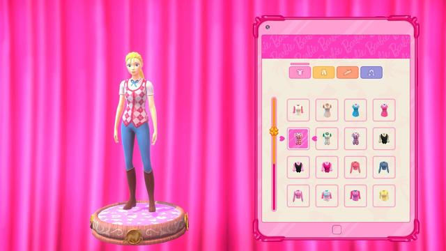 Screenshot from a game called Barbie Horse Trails