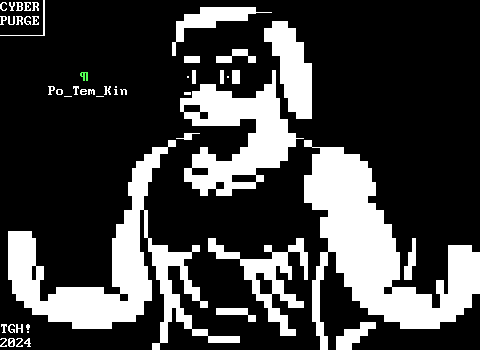A muscular, masculine beagle seen from the waist up in a tank top holding her hands out to either side. She is identified as "Po_Tem_Kin".