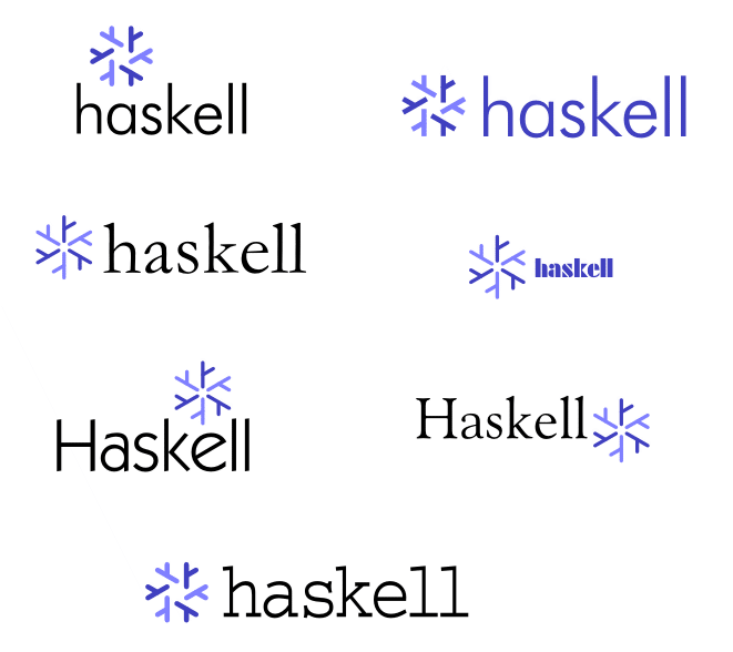 some variations of what is now the nixos logo, but next to the word haskell
