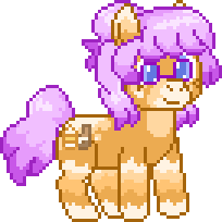 Butter Milk. Art of a gray/brown My Little Pony styled character with a magenta mane and tail, and a cutie mark of a milk carton next to a bowl with some cake battery or something being mixed into it. She's wearing glasses.